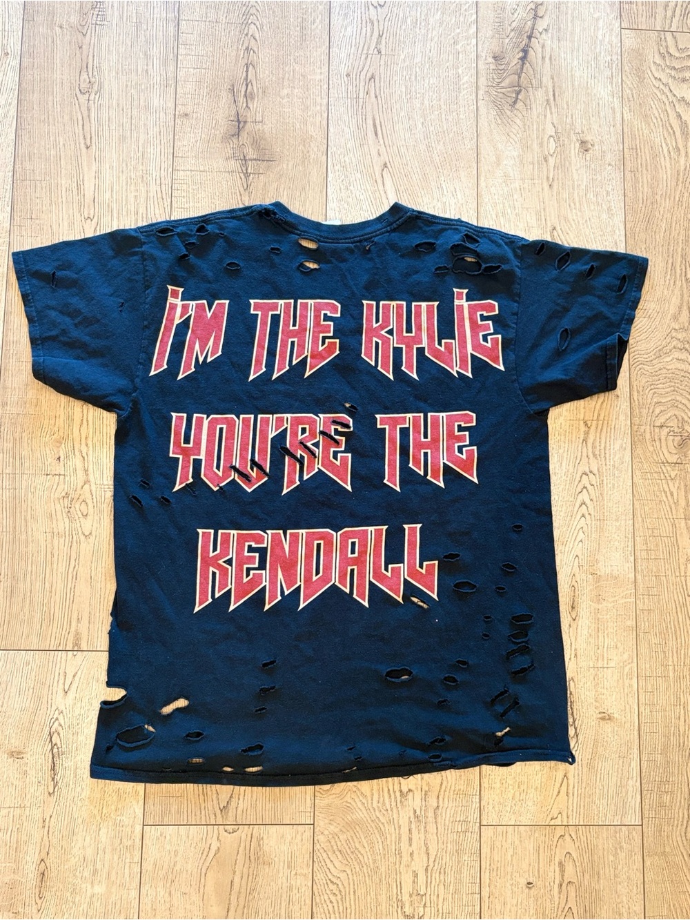 Black Distressed Graphic Tee "I'm the Kylie You're the Kendall"